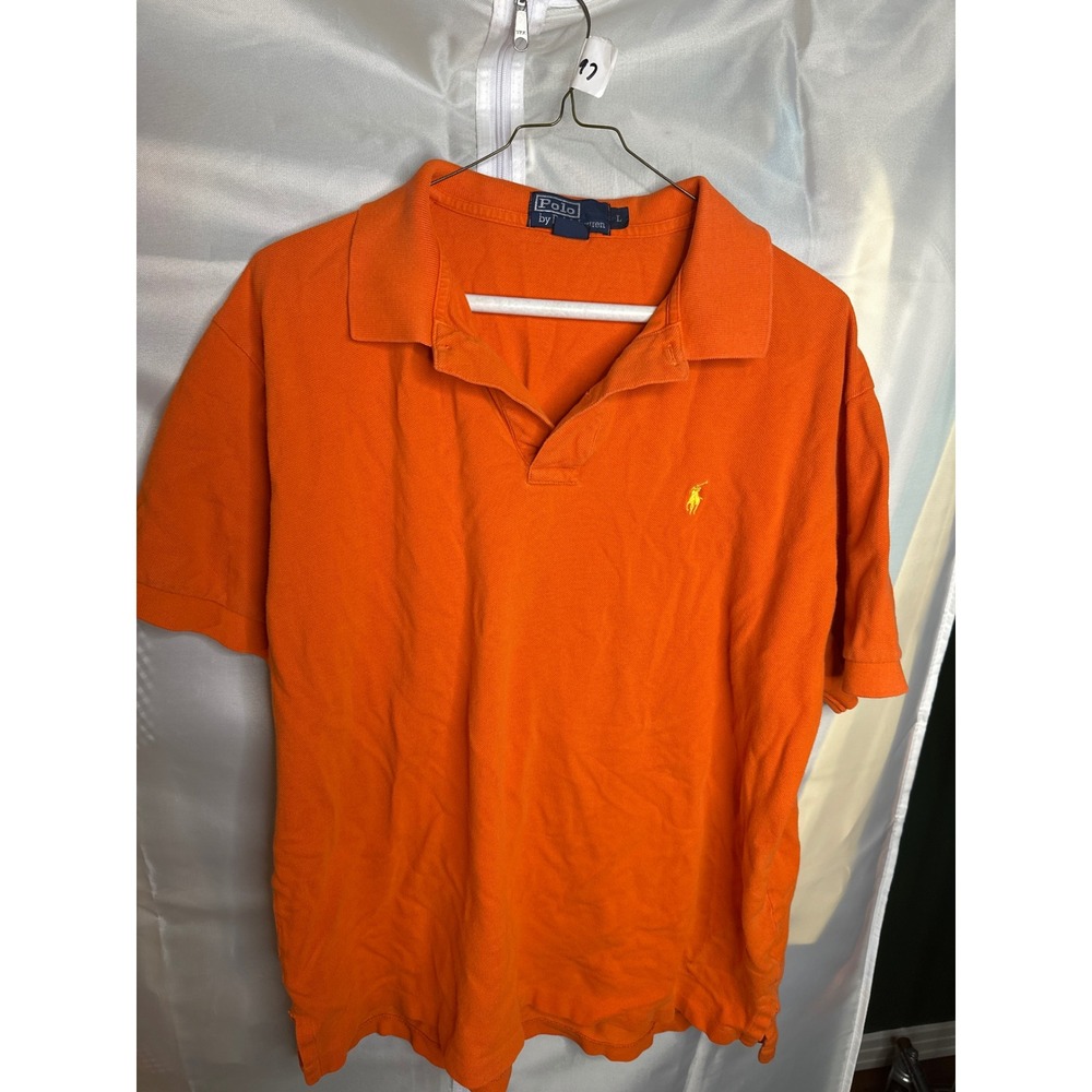 Polo Ralph Lauren Mens Orange Short Sleeve Cotton Pique Polo Shirt Size L